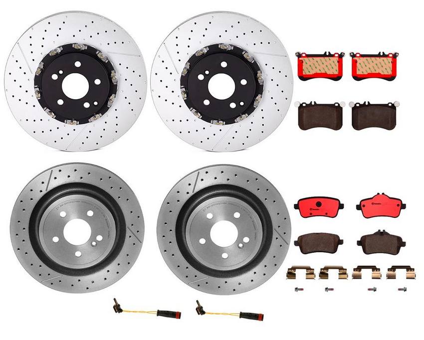 Mercedes Brakes Kit - Pads & Rotors Front and Rear (360mm/330mm) (Ceramic) 2194210212 - Brembo 1588850KIT